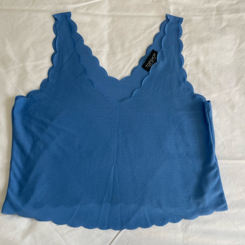 Zara Blue Scalloped Crop Top